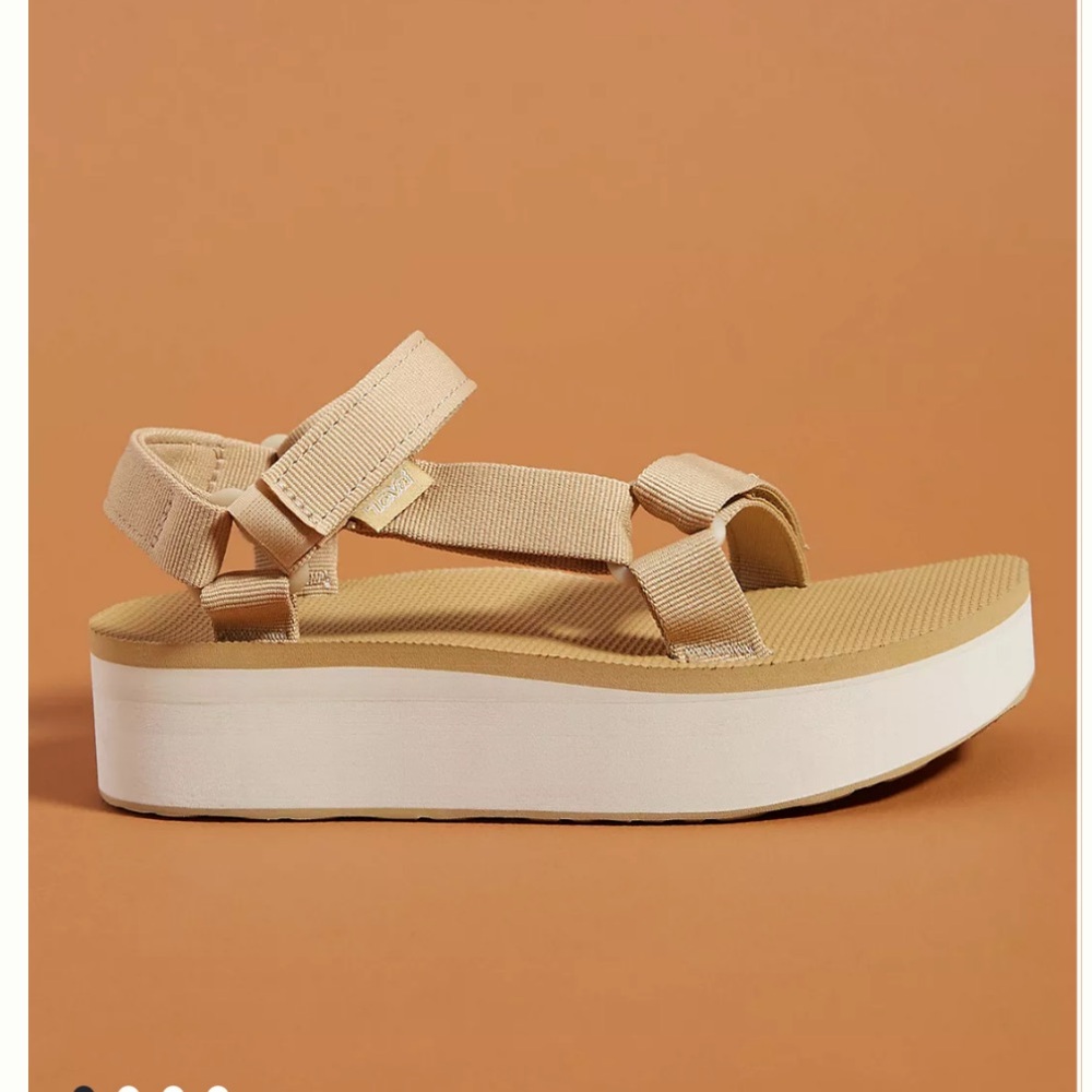 tan and white tevas